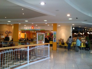 Restaurants and cafes in Brighton Churchill Square shopping centre.